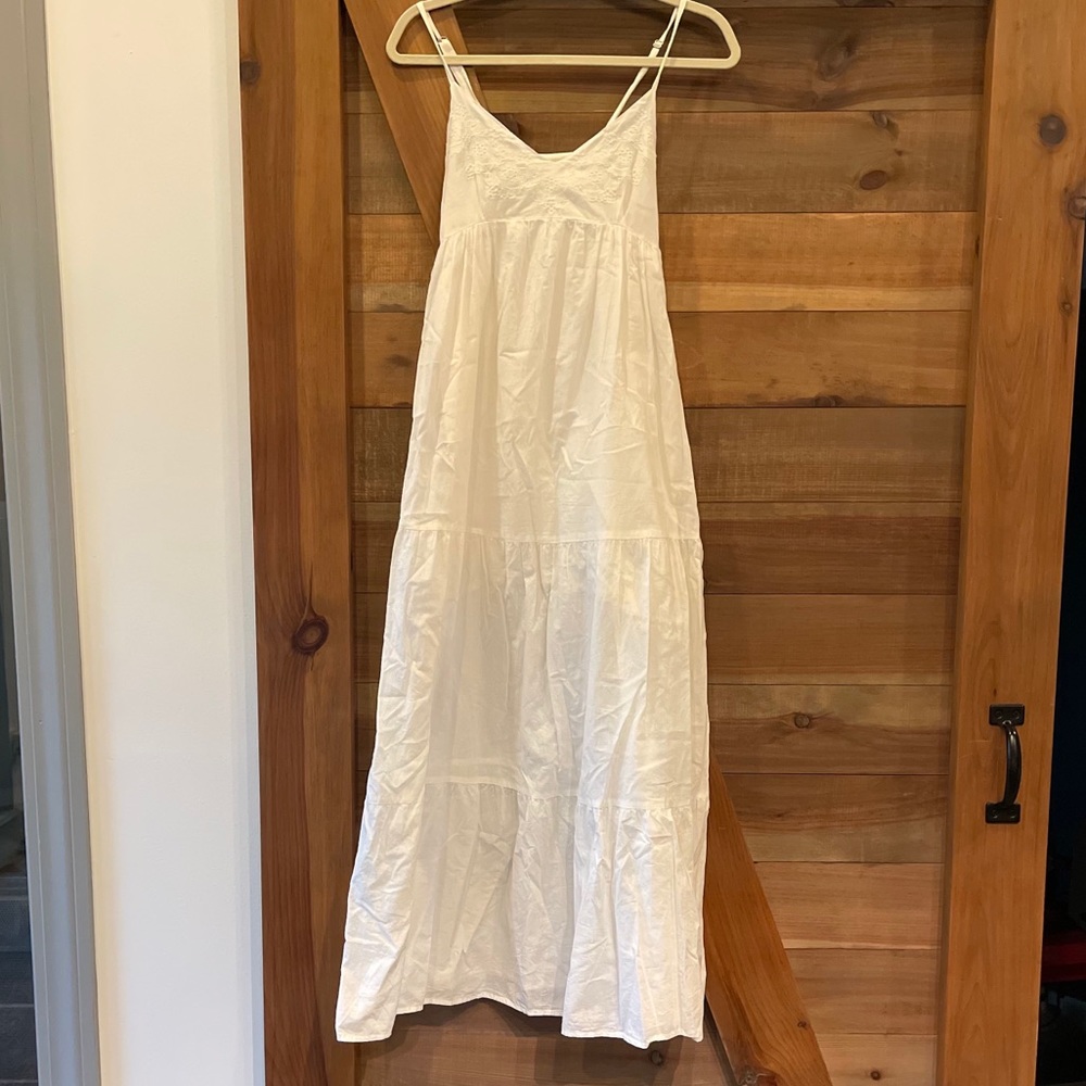 H&M long embroidered white dress